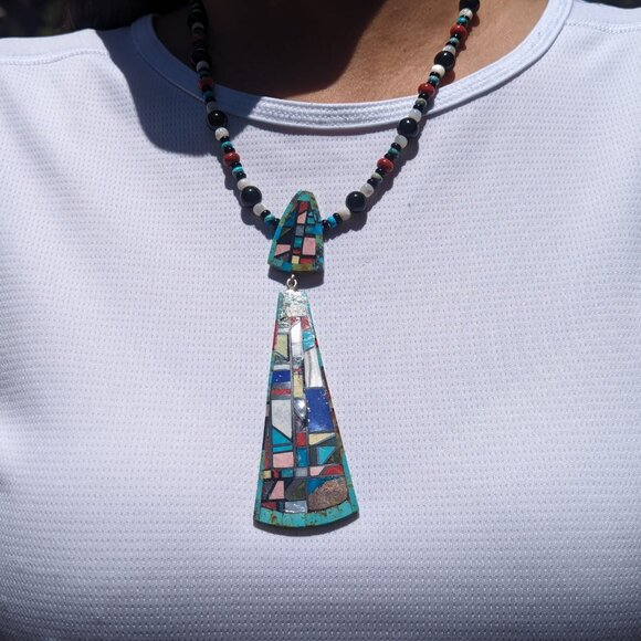 Genuine Handmade Native American Santo Domingo Kewa Necklace Signed Nieto *** - Picture 14 of 14